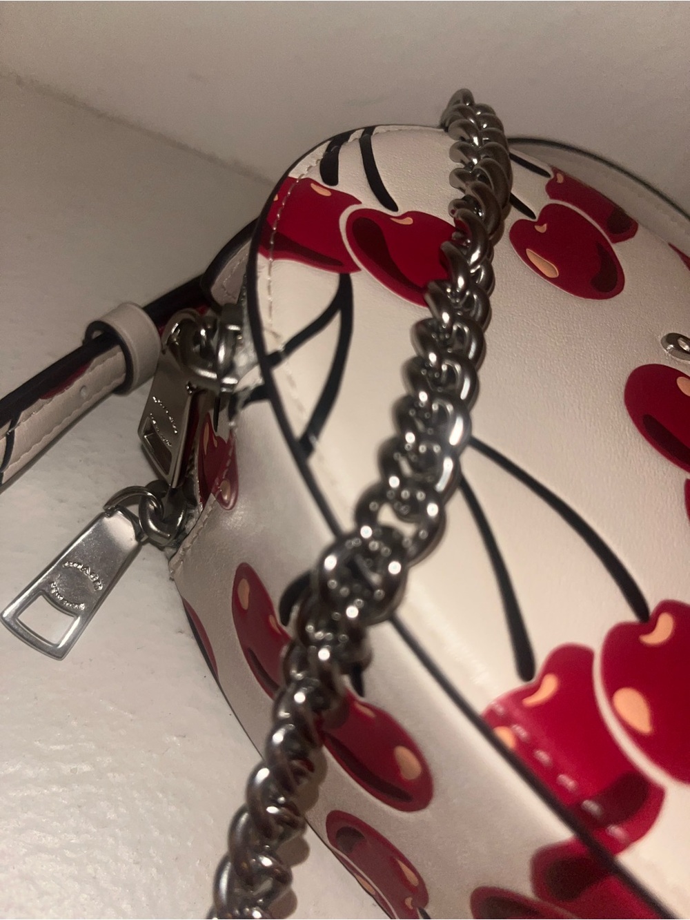 Coach White Heart-Shaped Crossbody with Red Cherry Print - Picture 3 of 7